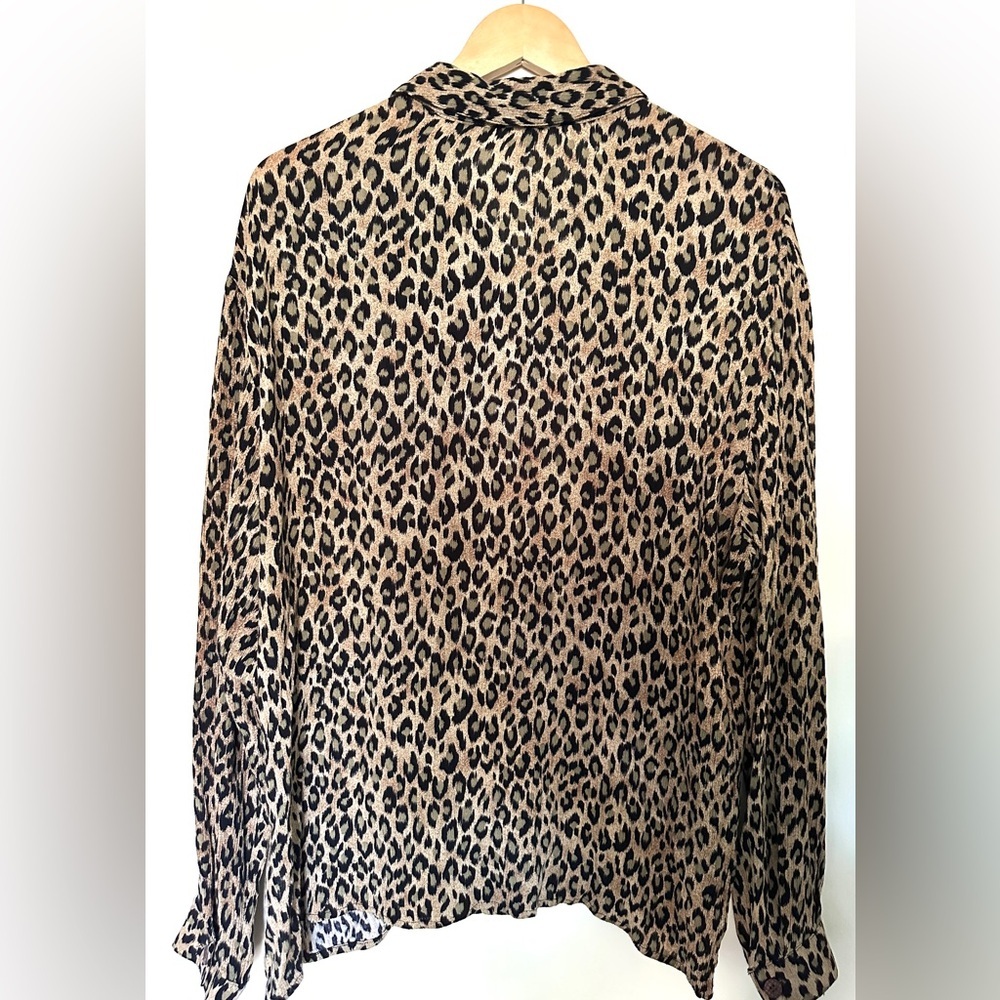 Stonebridge Blouse Women’s Xtra Large Leopard Print Button-Up Long Sleeve - Picture 5 of 7